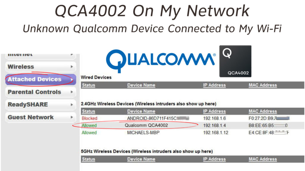  QCA4002 en mi red (dispositivo Qualcomm desconocido conectado a mi Wi-Fi)