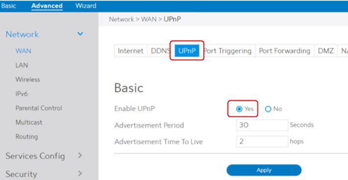  Hoe om UPnP op Spectrum Router te aktiveer?